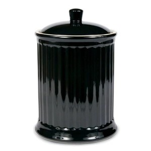 Pot de rangement en céramique côtelée de qualité supérieure avec couvercle, récipient durable et sûr pour les aliments, organisateur de cuisine moderne, rangement élégant pour comptoir - Product Image 1