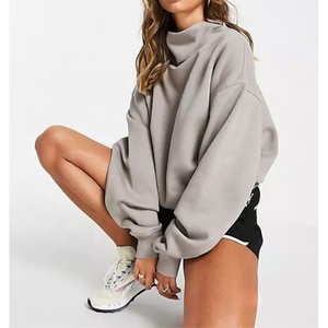 Sudadera de algodón con cuello alto estilo streetwear para hermandades, venta al por mayor, informal, oversize, personalizada, para mujer - Product Image 2