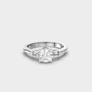 Anillo de Compromiso de Oro Sólido de 14K con Tres Piedras, Diamante Cultivado en Laboratorio de 2.0 Quilates, Claridad VVS, Anillo de Boda Romántico, Joyería Fina para Mujer - Product Image 3