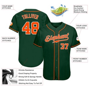 Maillot de baseball authentique personnalisé vert orange-blanc - Product Image 4