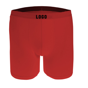 Caleçon boxeur basique en coton de couleurs unies avec taille confortable et logo imprimé sur mesure pour hommes - Product Image 5