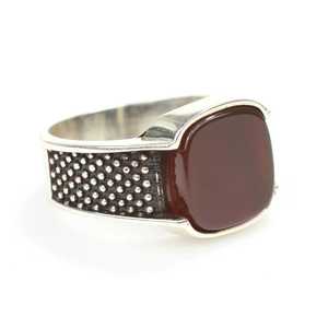 925 Sterling Silver Men's <b>Ring</b> with <b>Turquoise</b> Agate Stone Rhodium Plated Everyday Wear Fine Jewelry IGI Certified - Product Image 1