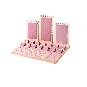 ถาดเก็บเครื่องประดับแสดงสร้อยคอที่วางเคาน์เตอร์ไม้สีชมพู - Product Image 3