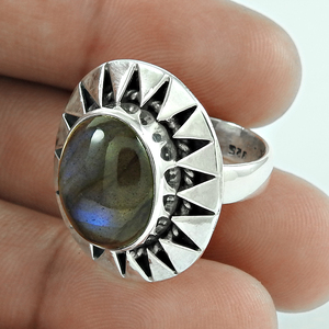 Pierre précieuse Labradorite bleue naturelle 925 argent Sterling classique élégant Look bague faite à la main bohème bijoux prix d'usine direct - Product Image 3