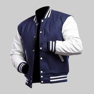 Veste universitaire en toile pour hommes sur mesure en gros col montant à manches longues hiver collège Baseballjacket pour hommes - Product Image 5