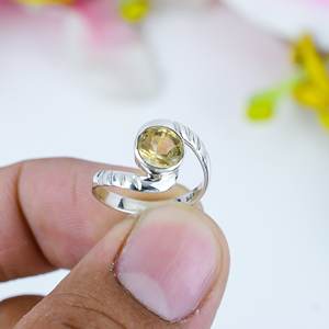 แหวนเงินแท้ 925 ประดับพลอยซิทรินธรรมชาติ |   แหวนซิทรินสีเหลืองทำมือสำหรับผู้หญิงขายส่ง - Product Image 3