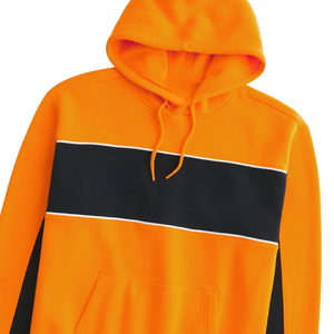 Nuevo naranja negro contraste Sudadera con capucha hombres polar pulóver sudadera Streetwear moda invierno cálido con capucha Top logotipo personalizado al por mayor - Product Image 6