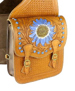 Bolsas de sillín de salto ecuestre de cuero genuino de alta calidad, ropa de equitación occidental mecanizada a mano para caballos - Product Image 3