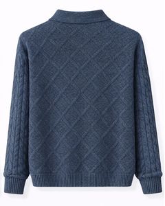 Suéter de Lana con Cuello Polo Azul para Hombre, Tejido de Cable, Manga Larga, Invierno, Suave, Cálido, Texturizado, Estilo Casual Clásico - Product Image 2