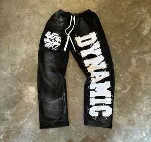 Pantalon de jogging surdimensionné en coton éponge français pour hommes, lavage foncé, décontracté, coupe ample, jambe large Double taille Pantalon de survêtement lourd - Product Image 2