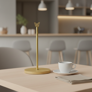 Heavy Duty Metal <b>Tissue</b> Holder with Solid Wooden Base Stable NonTipping Design Easy One Hand Tear Countertop Kitchen <b>Paper</b> Stand - Product Image 1