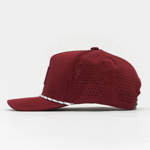 Casquette de camionneur structurée à 5 panneaux en corde, OEM, unisexe, logo personnalisé en caoutchouc, imperméable, découpe au laser, trous perforés, pour le sport - Product Image 5