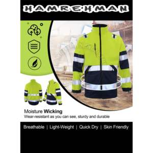 เสื้อแจ็คเก็ตกันน้ำสะท้อนแสงสำหรับผู้ชาย, มีกระเป๋าสะท้อนแสงปรับได้ปรับแต่งโลโก้ได้ - Product Image 2