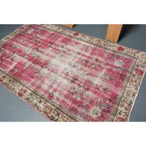 Tapis turc, tapis vintage de 4,9x8 pieds, tapis en laine rouge patchwork - Product Image 4