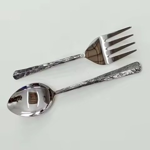 Ensemble de serveurs à salade plaqués argent, ensemble de couverts en acier inoxydable, ensemble de couverts décoratifs en métal fantaisie de style occidental - Product Image 3
