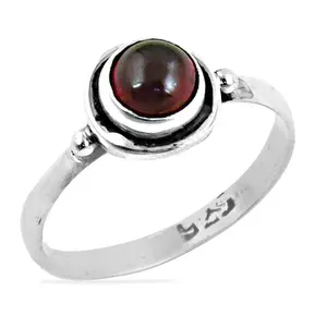 Anillo de Plata 925 con Granate para Mujer, Elegante Anillo con Gema de Topacio Natural de Corte Ovalado y Baño de Rodio, Joyería de Regalo - Product Image 1