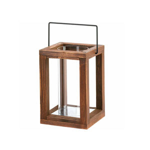 Linterna de vela de madera de diseño antiguo con Base de Metal Linterna colgante moderna de alta calidad Forma cilíndrica Hecho a mano al por mayor - Product Image 2