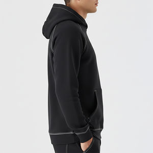 Sudadera con Capucha para Hombre, de Alta Calidad, Gruesa, Cálida, 100% Algodón, Estilo Boxy, para Invierno, Personalizable, Negra, Talla Grande - Product Image 3