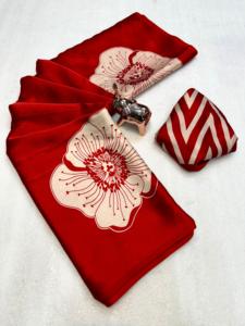 Sari de Satén Modal para Mujer, Diseño para Fiestas de Verano y Uso Casual, Disponible en Stock, Hecho en India, Sin Pedidos de Muestra - Product Image 2