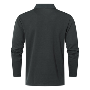 Polo de alto rendimiento para hombre Polo transpirable personalizado de manga larga de color sólido de alta calidad para hombre - Product Image 2