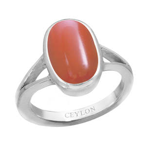 Certified Italian Coral Moonga Gemstone <b>Ring</b> Natural Bezel <b>Set</b> Boho Style for Everyday Wear Wedding Promise Oval Cut Diamond - Product Image 1
