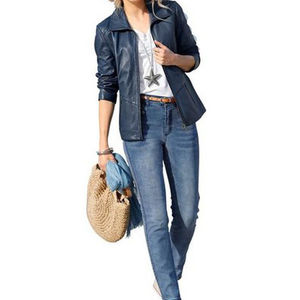 Chaquetas de Cuero de Moda para Mujer, Hechas a Medida, de Alta Calidad, Transpirables, con Cremallera, para Invierno, OEM, con Logotipo Original - Product Image 2