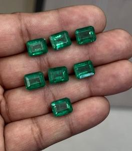 Gemas de corte de esmeralda de Zambia naturales a granel hechas a mano, cristales octogonales verdes para collares, corte de Esmeralda suelto limpio para la fabricación de joyas - Product Image 2
