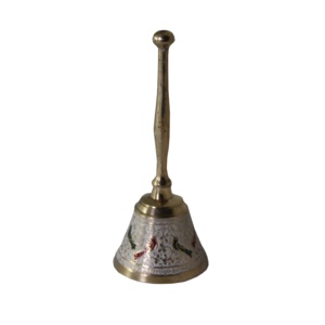 Cloche à main en laiton gravée à la main unique, cloche en laiton personnalisée, cloche décorative à main, fabricants indiens - Product Image 1