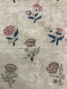 Natural Cotton Hand Block Printed Fabric with Small Floral Motifs Beige Base Indian Textile - Product Image 2