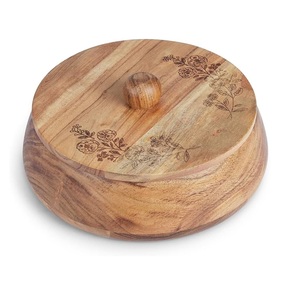 Dernière conception boîte à chapati en bois forme ronde 100% bonne qualité produit fait à la main maison table à manger boîte chapati avec logo - Product Image 2