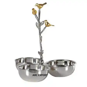 ชามสแตนเลสขัดเงาทรงกลมขนาดเล็กและขนาดใหญ่ทรงวินเทจจานเสิร์ฟอาหาร - Product Image 6