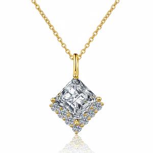 Colliers élégants de haute qualité en argent sterling S925 avec moissanite de 1 carat, coupe princesse, design halo, forme carrée, tendance, multicolores - Product Image 3
