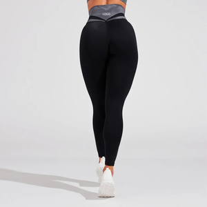 2024 femmes taille haute Yoga Leggings élégant motif solide sport Fitness collants avec contrôle du ventre Anti-Cellulite caractéristiques - Product Image 3