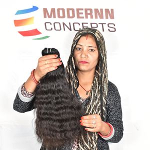 Paquetes ondulados sin procesar de templos indios Texturas naturales Extensiones de cabello humano virgen crudo con color brillante - Product Image 2