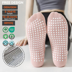 Calcetines de Yoga Antideslizantes para Mujer, Diseño OEM, de Algodón, con Silicona Antideslizante, para Pilates, con Logotipo Personalizado, para Entrenamiento en Estudio y Deportes - Product Image 2