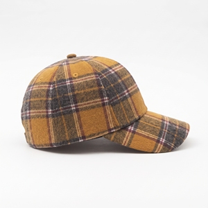 Casquette de baseball unisexe à carreaux, 6 panneaux, en flanelle, ajustable, décontractée, avec contraste de couleurs, motif jaune, marron, gris, taille adulte - Product Image 4
