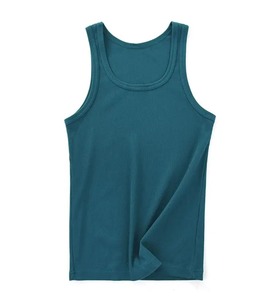 Chaleco de verano acanalado elástico de talla grande para hombre, Lisa camiseta sin mangas de punto transpirable de secado rápido con cuello en U, camiseta sin mangas 3XL - Product Image 3
