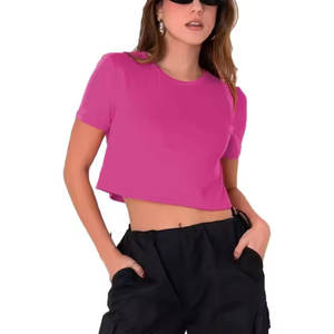 เสื้อครอปสำหรับผู้หญิงแบบสั้นเสื้อยืดผ้าฝ้ายทันสมัยทำจากผ้าฝ้าย - Product Image 2