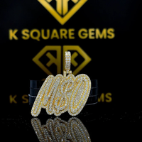 Pendentif personnalisé avec nom pour enfants et hommes, style hip-hop, en moissanite de qualité VVS, bijoux glacés, plaqué or jaune, argent sterling 925