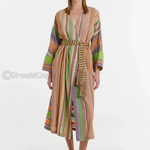 Jupe large Longueur midi Ceinture élastique Silhouette de jupe à plusieurs niveaux Design ethnique Robes pour femmes - Product Image 1