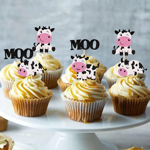 <b>Pack</b> Of 24 Cow Cupcake Toppers Featuring Farm Animal Motifs Ideal For Baby Showers And Fun Barnyard <b>Birthday</b> Parties - Product Image 5