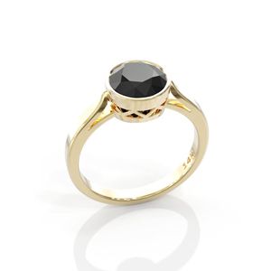 Bague solitaire en diamant noir taille ronde sertie en bélière pour femmes - Product Image 4