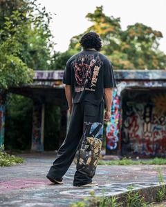 Pantalon de jogging anime co-marqué américain, imprimé éponge en coton, pantalon à jambes larges, pantalon pour homme lavé à la mode et à la mode - Product Image 1