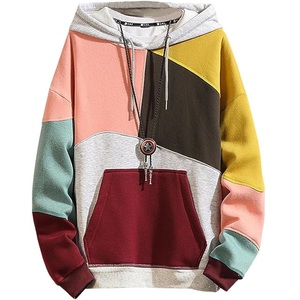 Nueva llegada de 100% algodón manga larga hombro pendiente cuello redondo impreso cómodo de talla grande Sudadera con capucha para hombre - Product Image 1