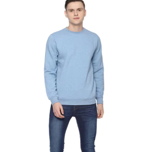 Men's Regular Fit 100% Cotton Crew Neck <b>Sweatshirt</b> with Custom Embroidery Logo Fleece Pullover for Winter Breathable <b>Plain</b> Dyed - Product Image 4