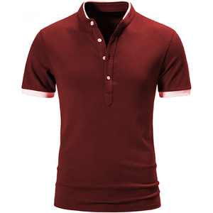 Polo con cuello mandarín y logotipo personalizado para hombre, camiseta OEM ajustada de manga corta con tamaño, color y etiqueta personalizados - Product Image 3