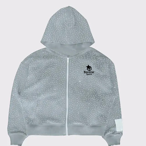 Poids lourd 100% coton polaire hommes sweats à capuche à fermeture éclair strass personnalisé surdimensionné pour l'hiver personnalisation Streetwear sweats à capuche - Product Image 4