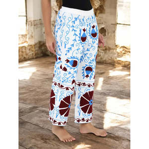 Pantalon Harem Bohème Brodé Fait Main, Pyjama Unique Style Hippie Respirant, Cadeau de Festival pour Elle - Product Image 4