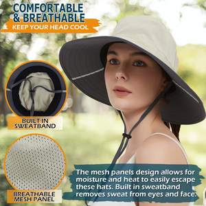 Pas cher prix femmes hommes logo personnalisé plage Camouflage coton camouflage pêche pêcheur seau chapeau avec ficelle - Product Image 5