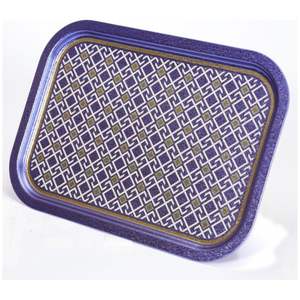 ถาดไม้สี่เหลี่ยม285x400มม. ดีไซน์ไร้รอยต่อลายเส้นเรขาคณิตบนพื้นหลังสีน้ำเงินทำจากเหล็กมุก - Product Image 4